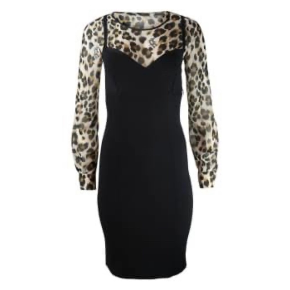 Moschino Boutique Leopard Black Corset Dress